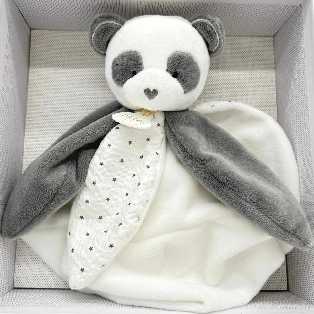 Doudou Compagnie Paris Panda Bear Baby Security Blanket Plush Toy NEW in Box